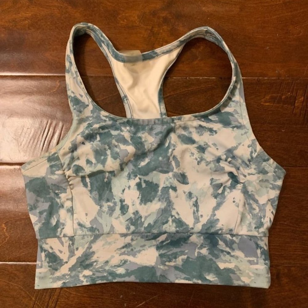 blue and white work out crop top, size xsmall